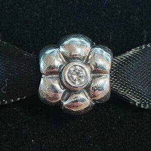 Authentic Pandora Retired Silver Flower CZ Charm 790185CZ Sterling Silver